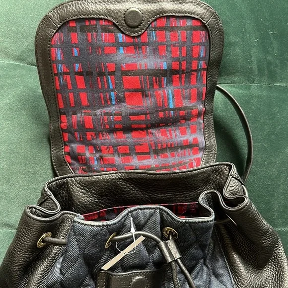 Vera Bradley Amy Quilted Backpack in Denim & Black Leather